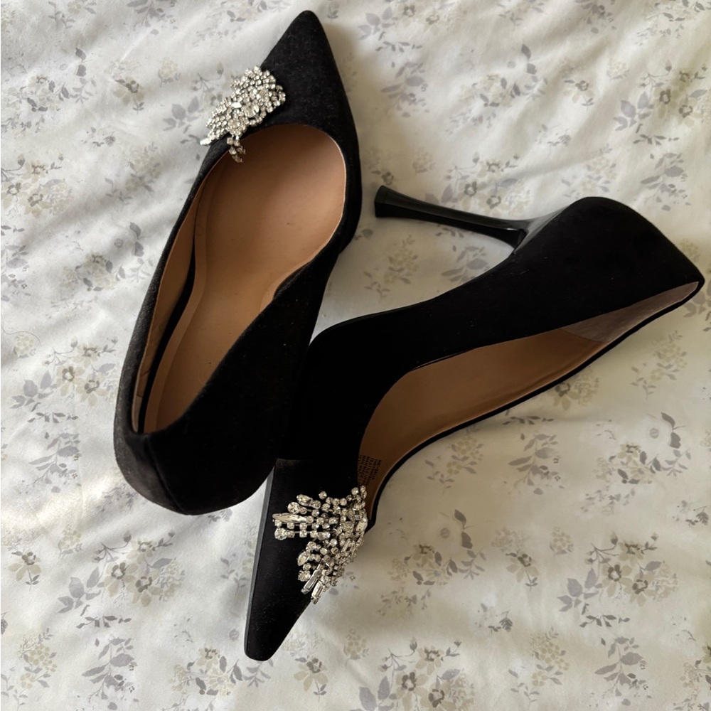 INC International Concepts Black Heels with Crystal Detail